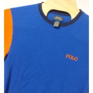 Polo by Ralph Lauren Blue-Orange Waffle-Knit Crewneck Sleep Long Sleeve XL Shirt